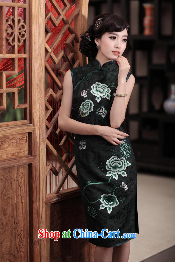 Birds love the love 2015 spring new sleeveless manually Push embroidered heavy Silk Cheongsam QD 354 figure L pictures, price, brand platters! Elections are good character, the national distribution, so why buy now enjoy more preferential! Health
