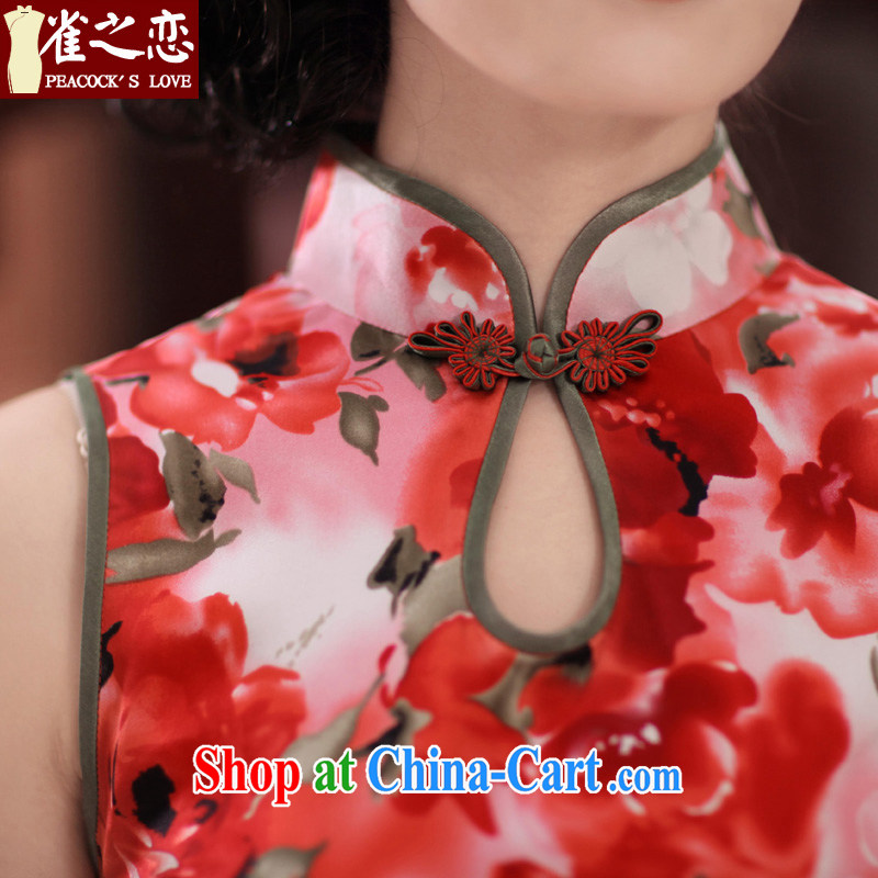 Bird lovers of erotic films crossing 2015 spring new sleeveless improved stylish Silk Cheongsam QD 351 XXL suit, birds love, and shopping on the Internet