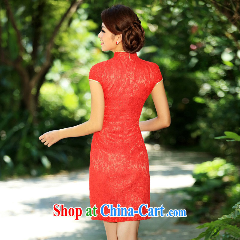 The bride's new lace cheongsam stylish wedding red toast wedding service short qipao L 202, a bride, shopping on the Internet