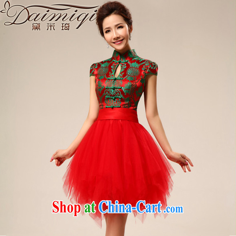 Diane M Qi 2014 new dress Short China wind red toast summer service performance service back door fitted dresses picture color XXL