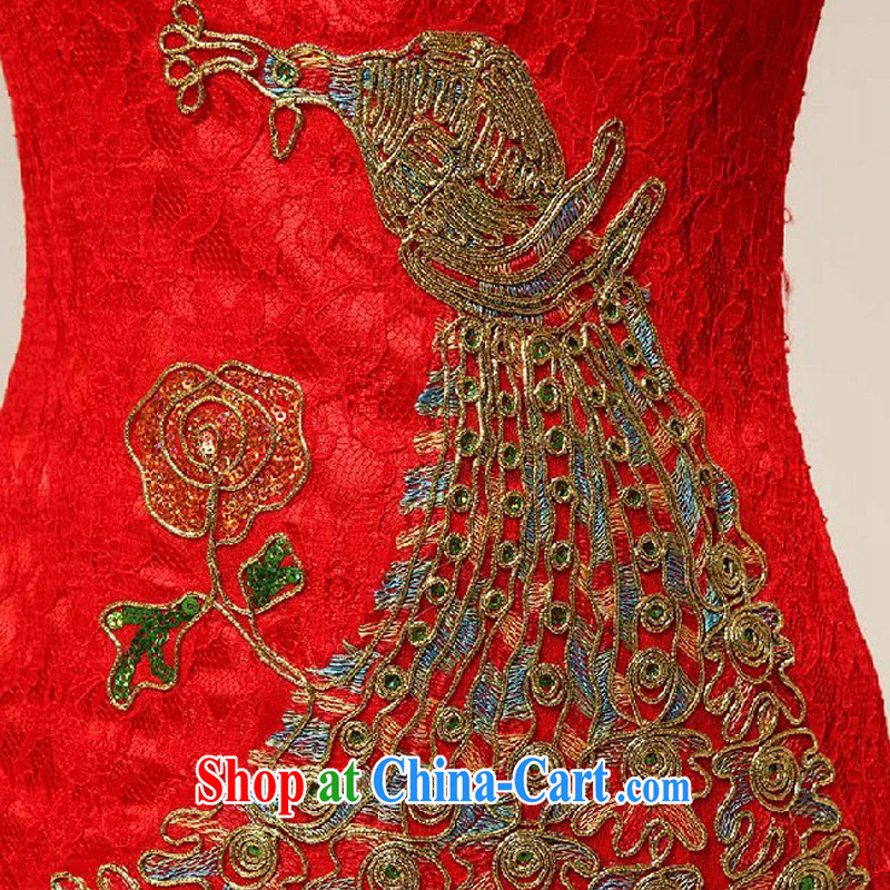 Diane M Ki red retro lace Chinese improved marriages bows dresses dresses wedding bridal dresses with red XXL, Diane M Qi, shopping on the Internet