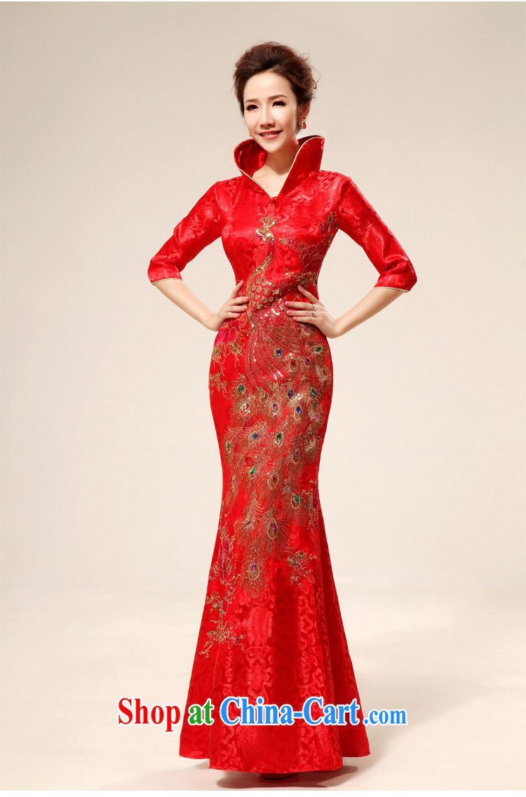 Diane M Qi 2014 New back door onto the collar dress etiquette macrame red bows with cheongsam dress red XXL pictures, price, brand platters! Elections are good character, the national distribution, so why buy now enjoy more preferential! Health