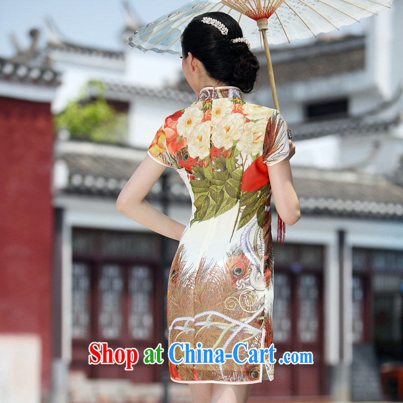 Bird lovers of looking back a laugh summer 2013 new texture and elegant simplicity and improved short cheongsam QD 033 XXL suit, birds love, shopping on the Internet