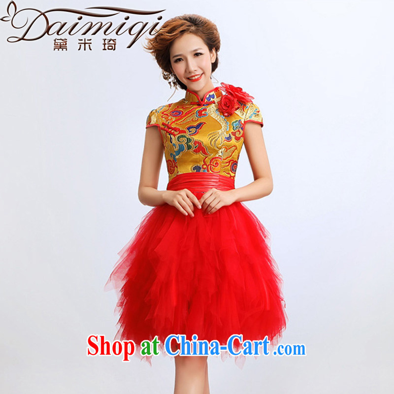 Diane M Ki marriage toast clothing qipao marriage Chinese bows Service Bridal red dragon cheongsam dress code picture color XXL