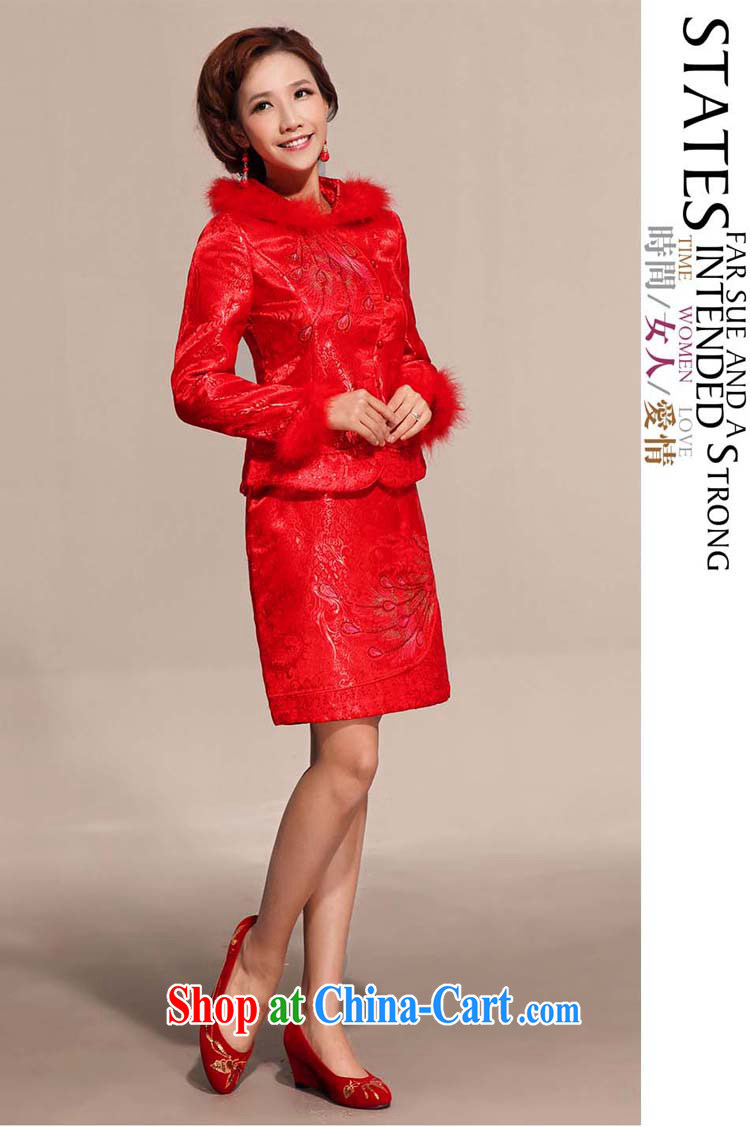 Diane M Ki winter wedding dress Kit dresses wedding dresses improved stylish dresses short autumn and winter red outfit L pictures, price, brand platters! Elections are good character, the national distribution, so why buy now enjoy more preferential! Health