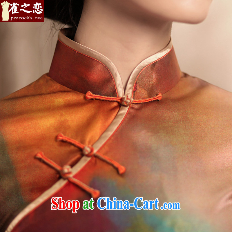 Birds of the land from the city land 2013 spring new paragraph 7 sub-cuff traditional Silk Cheongsam QC 372 S suit, birds love, shopping on the Internet