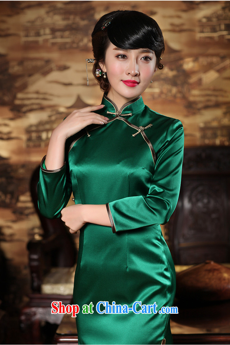 Bird lovers of Cayman Chu 2015 spring 9 cuff solid-colored long Silk Cheongsam QC 371 green XXL pictures, price, brand platters! Elections are good character, the national distribution, so why buy now enjoy more preferential! Health