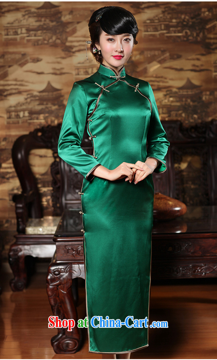 Bird lovers of Cayman Chu 2015 spring 9 cuff solid-colored long Silk Cheongsam QC 371 green XXL pictures, price, brand platters! Elections are good character, the national distribution, so why buy now enjoy more preferential! Health