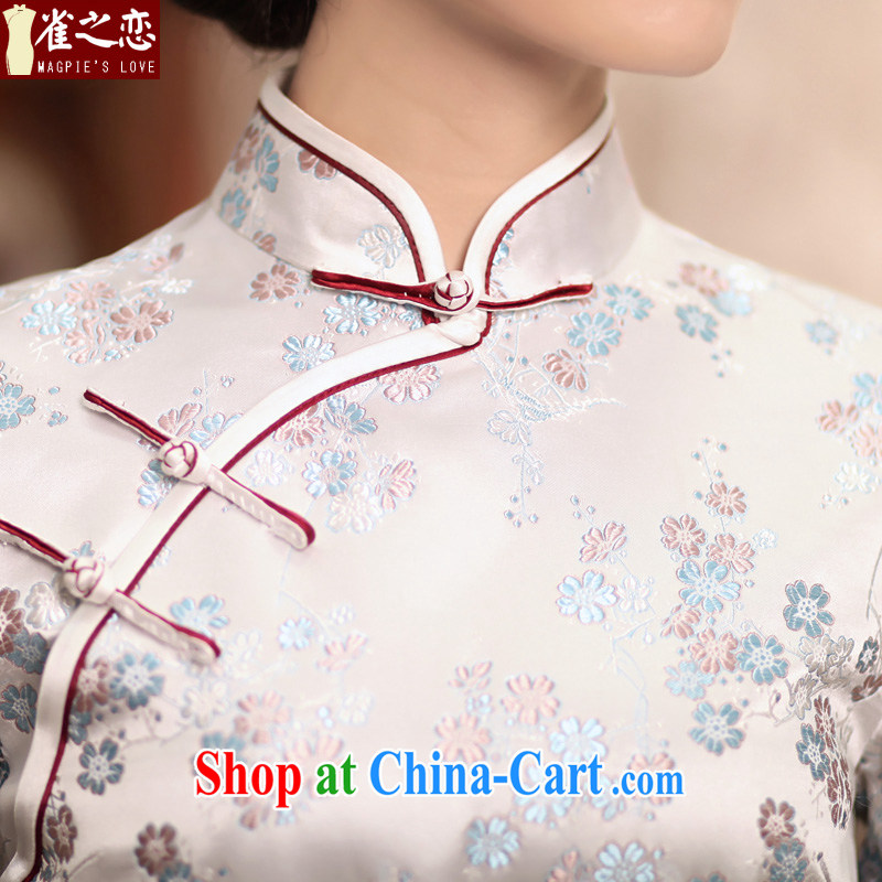 Birds love the colorful spring 2015 the new paragraph 9 cuff silk brocade coverlets daily long cheongsam dress female figure XL, birds love, shopping on the Internet