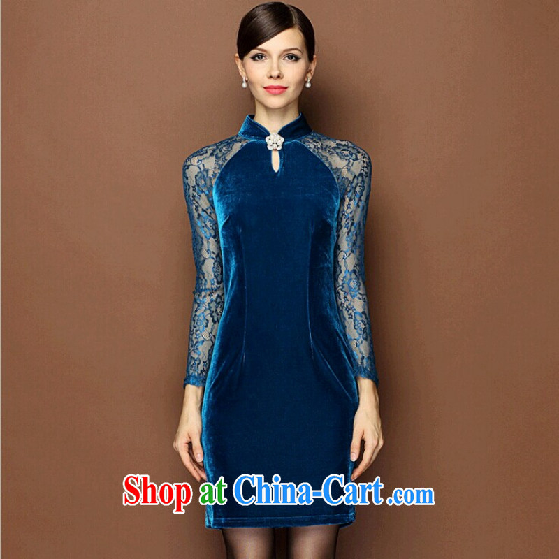 Optimize 100, 2014 the Code women load fall winter clothing new middle-aged round-collar dress velvet cheongsam dress dress wedding with winter beauty aura stitching OL red XL, optimize 100 guests (YBKCP), online shopping