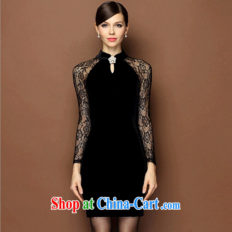 Optimize 100, 2014 the Code women load fall winter clothing new middle-aged round-collar dress velvet cheongsam dress dress wedding with winter beauty aura stitching OL red XL, optimize 100 guests (YBKCP), online shopping