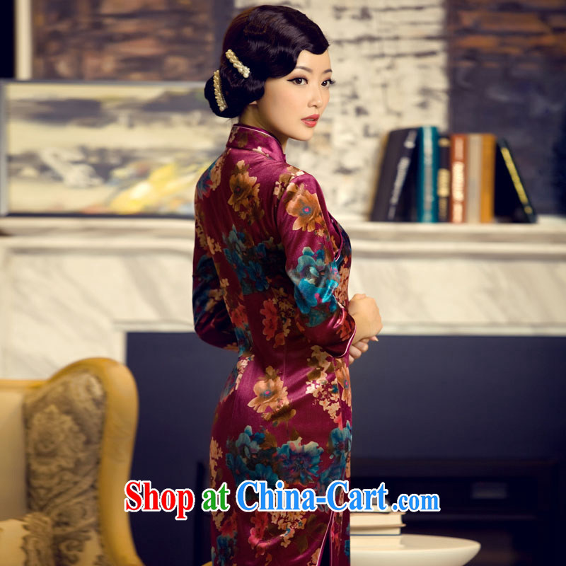 The proverbial hero once and for all as soon as possible take twin 2015 new autumn lint-free cloth with the long-sleeved dresses new dress stylish retro autumn cuff in cheongsam dress blue 2 XL, fatally jealous once and for all, and, on-line shopping