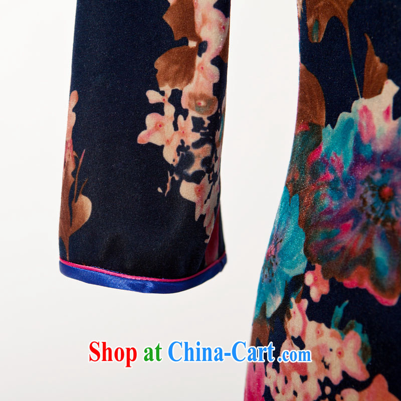 The proverbial hero once and for all as soon as possible take twin 2015 new autumn lint-free cloth with the long-sleeved dresses new dress stylish retro autumn cuff in cheongsam dress blue 2 XL, fatally jealous once and for all, and, on-line shopping