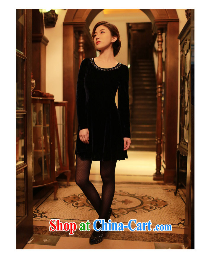 once and for all elections as soon as possible fatally jealous Roman Holiday long-sleeved high gold velour outfit with autumn autumn and winter retro improved short cheongsam dress black M pictures, price, brand platters! Elections are good character, the national distribution, so why buy now enjoy more preferential! Health
