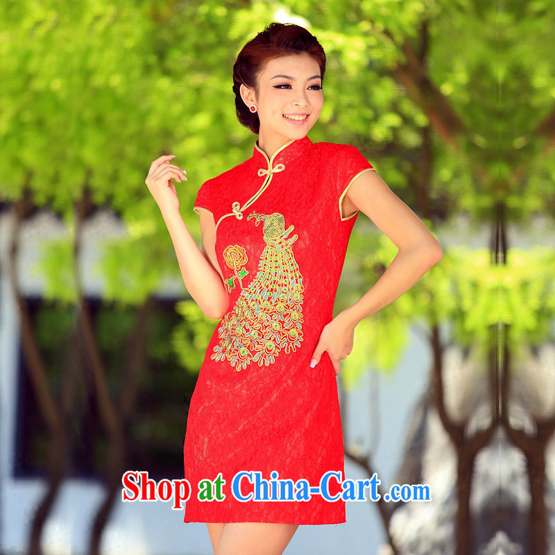 The bride's wedding dresses wedding dresses 2015 new summer uniforms toast short qipao 275 red L, the bride, shopping on the Internet