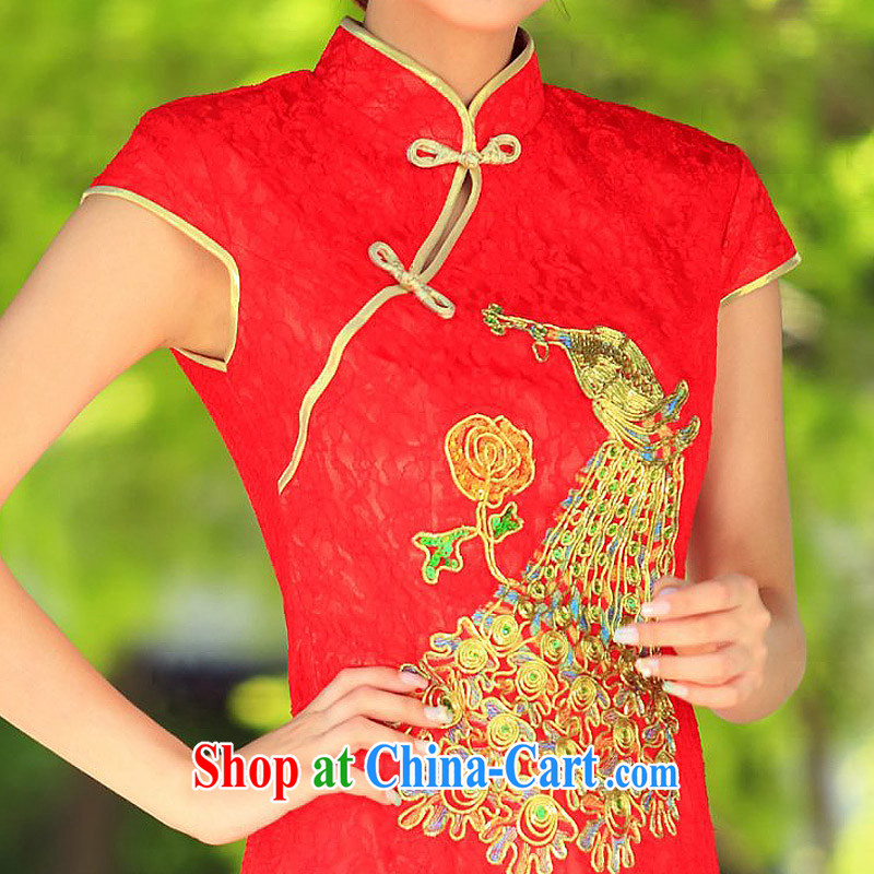 The bride's wedding dresses wedding dresses 2015 new summer uniforms toast short qipao 275 red L, the bride, shopping on the Internet