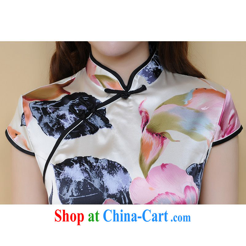 ADDIS ABABA, Ms Elsie Leung's summer 2014 New Products 100% dos santos Ms. silk silk retro fashion textile cheongsam dress qipao Q 22,200 pink XXL, poetry D (BesoVand), online shopping
