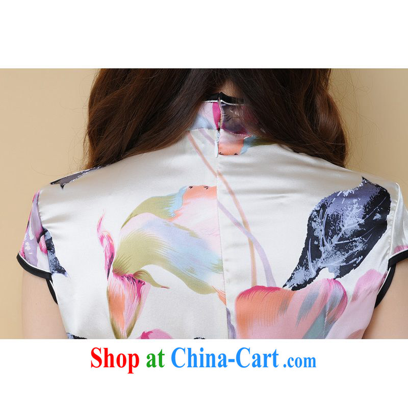 ADDIS ABABA, Ms Elsie Leung's summer 2014 New Products 100% dos santos Ms. silk silk retro fashion textile cheongsam dress qipao Q 22,200 pink XXL, poetry D (BesoVand), online shopping