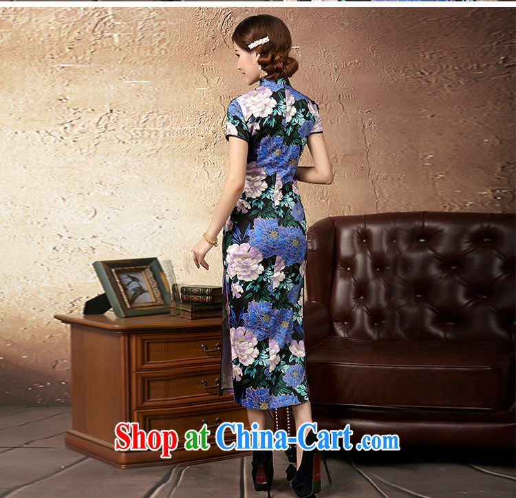 Once the proverbial hero -- blue Peony improved Stylish retro long cheongsam Korea 2015 spring and summer new improved cheongsam dress suit 2 XL pictures, price, brand platters! Elections are good character, the national distribution, so why buy now enjoy more preferential! Health