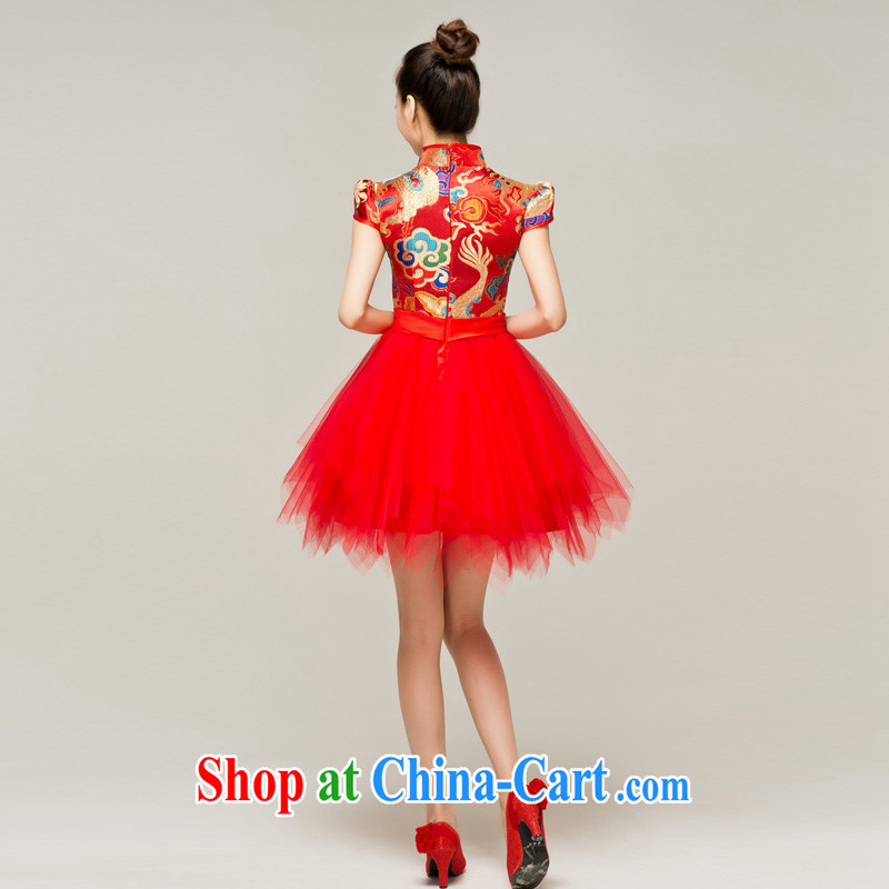 Recall that the red makeup spring and summer red package shoulder lace short cheongsam shaggy cheongsam dress new marriages fashion toast Q serving 12,052 red XL, recalling that the red makeup, shopping on the Internet