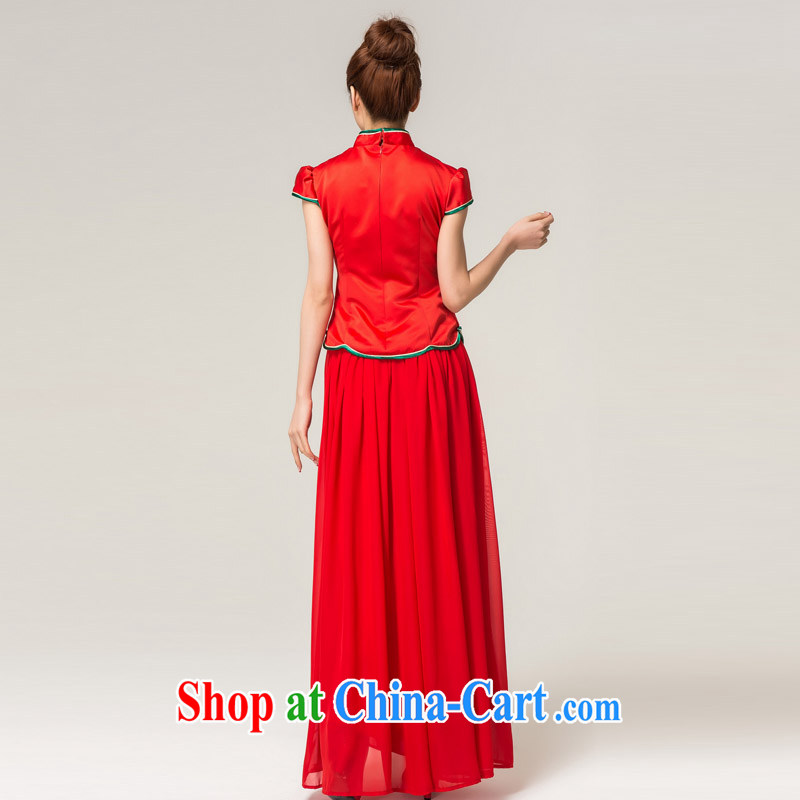 Recall that the red makeup spring and summer rich Peony stylish long cheongsam Chinese beauty brides with marriage toast clothing cheongsam dress Q 13,609 red XL, recalling that the red makeup, shopping on the Internet