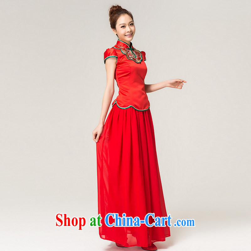 Recall that the red makeup spring and summer rich Peony stylish long cheongsam Chinese beauty brides with marriage toast clothing cheongsam dress Q 13,609 red XL, recalling that the red makeup, shopping on the Internet