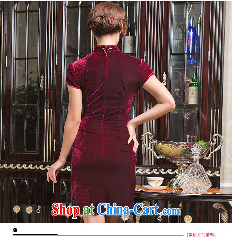 once and for all elections as soon as possible proverbial hero Fung Ling standard gold velour nails Pearl dresses short fall, the retro fall and winter cheongsam dress purple L pictures, price, brand platters! Elections are good character, the national distribution, so why buy now enjoy more preferential! Health