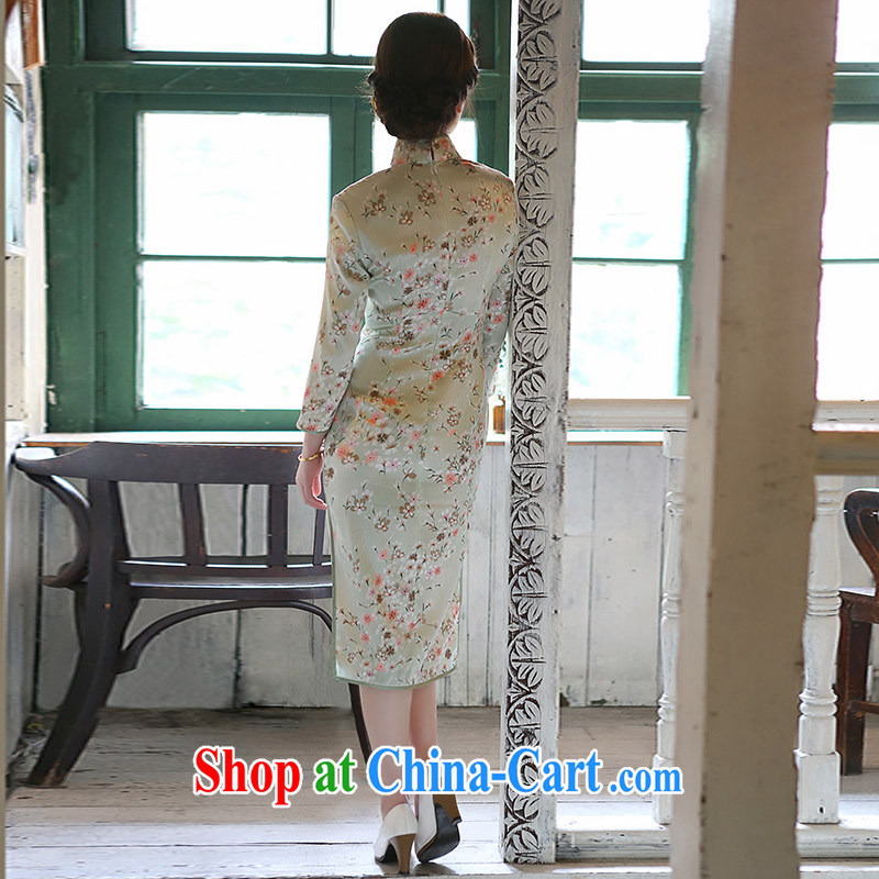 once and for all and elections as soon as possible fatally jealous of Chungju Silk Cheongsam new upscale Silk Cheongsam dress improved stylish autumn the pale yellow L, fatally jealous once and for all, and shopping on the Internet