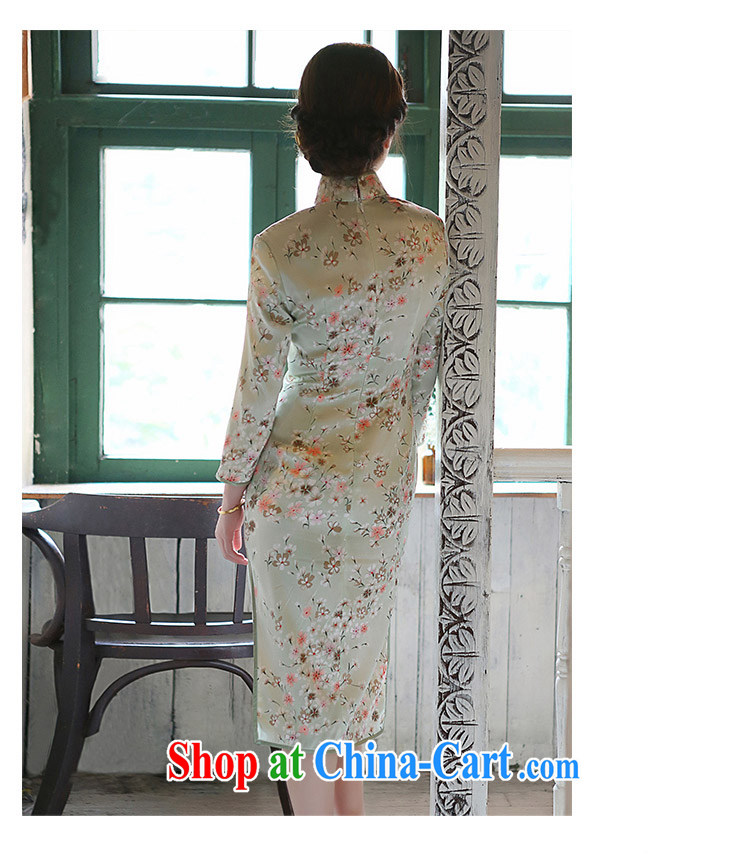 once and for all elections as soon as possible fatally jealous of Chungju Silk Cheongsam new upscale Silk Cheongsam dress improved stylish autumn the pale yellow L pictures, price, brand platters! Elections are good character, the national distribution, so why buy now enjoy more preferential! Health