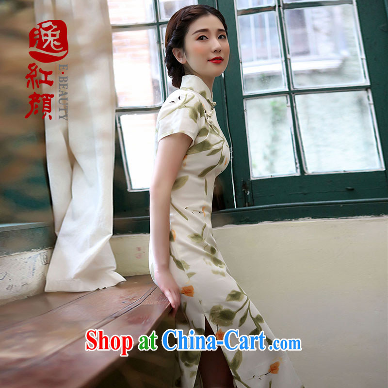 The proverbial hero once and for all -- Asakusa 2015 spring and summer cotton Ma long cheongsam dress short-sleeved high on the truck and stylish retro floral M