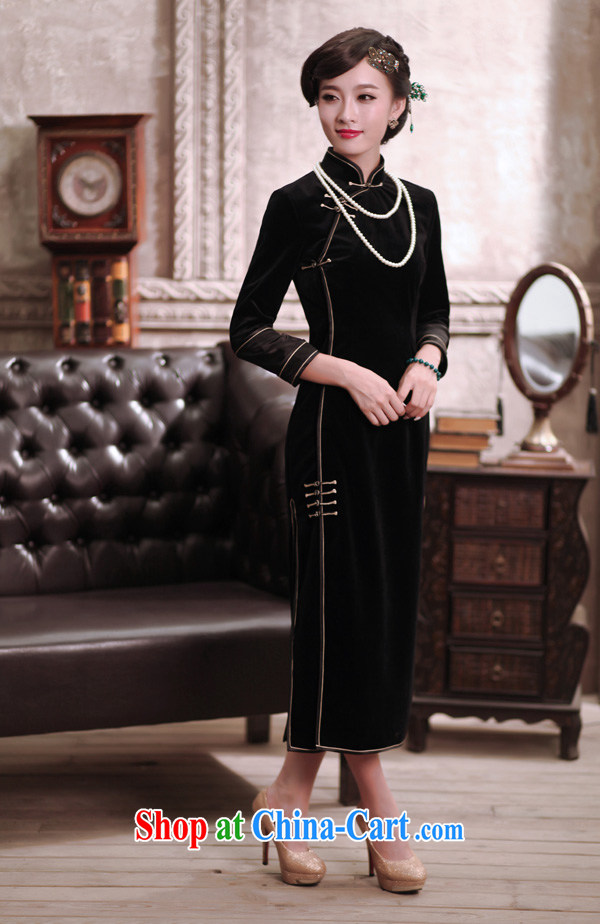 Birds love and heart 2015 spring new stylish and elegant long improved velvet cheongsam QC 375 black XXL pictures, price, brand platters! Elections are good character, the national distribution, so why buy now enjoy more preferential! Health