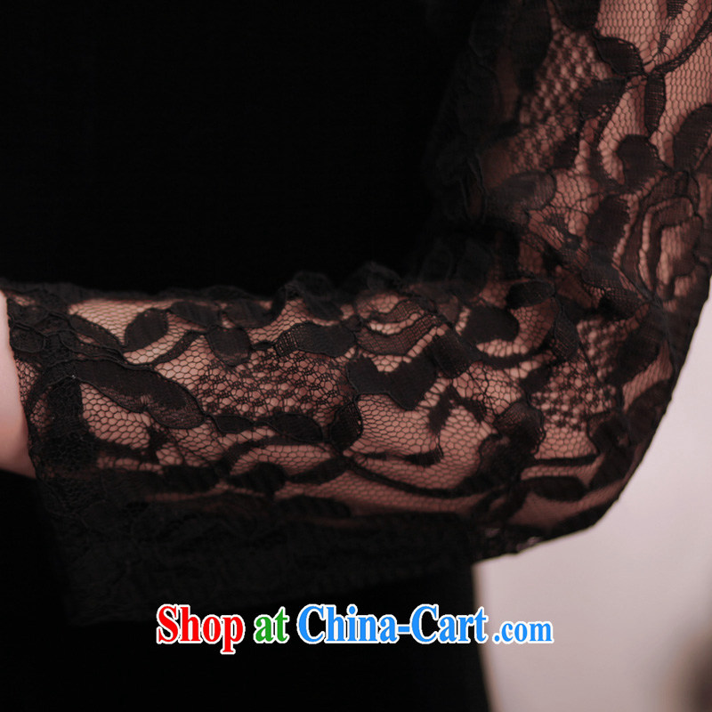 Bird lovers of Terracotta Hyatt 2015 spring new improved lace stitching qipao dresses long, plush robes QC 373 black L - pre-sale 7 days, birds of the land, and, on-line shopping
