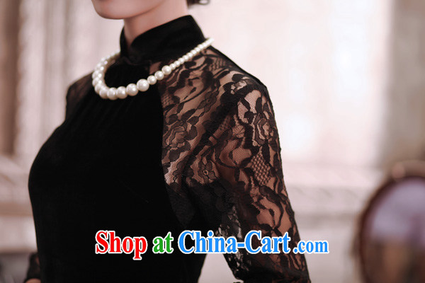 Bird lovers of Terracotta Hyatt 2015 spring new improved lace stitching qipao dresses long, plush robes QC 373 black L - pre-sale 7 Days pictures, price, brand platters! Elections are good character, the national distribution, so why buy now enjoy more preferential! Health