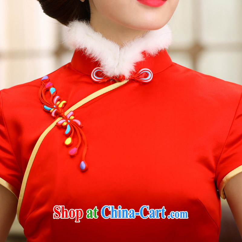 Birds love the logo, 2013 winter clothes new, thick red long stylish improved cheongsam QC 397 red XL, birds of the land, and, on-line shopping