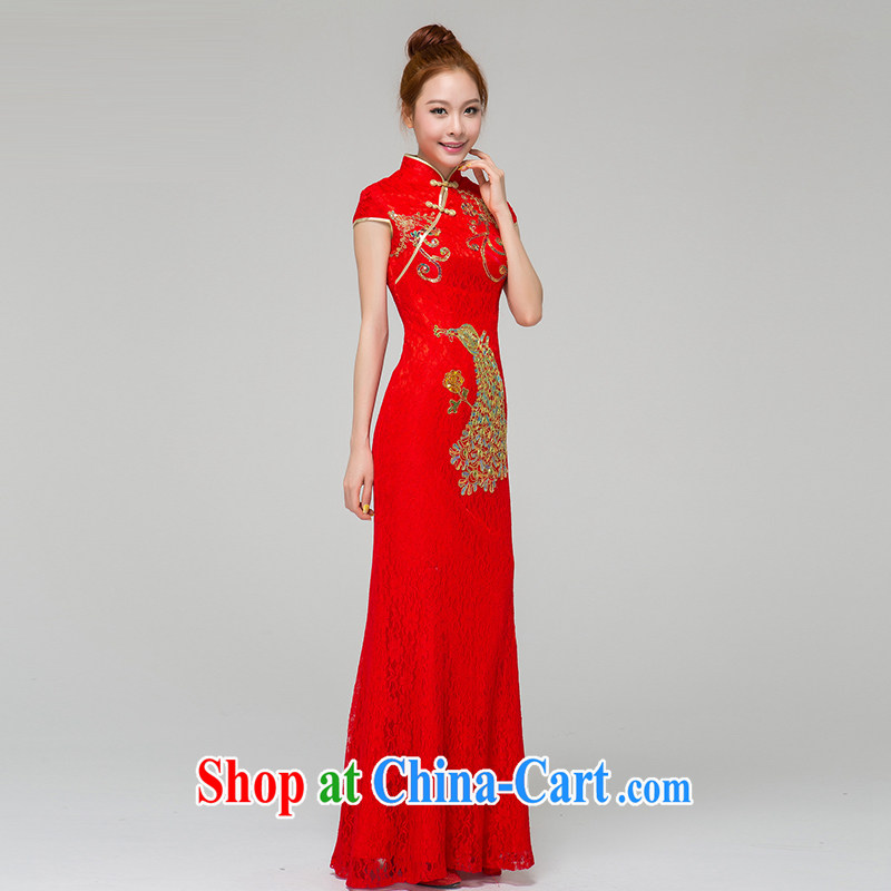 Recall that the red makeup bridal wedding dresses New red long bag shoulder cheongsam dress stylish new beauty service toast Q 13,637 red S, recalling that the red makeup, shopping on the Internet