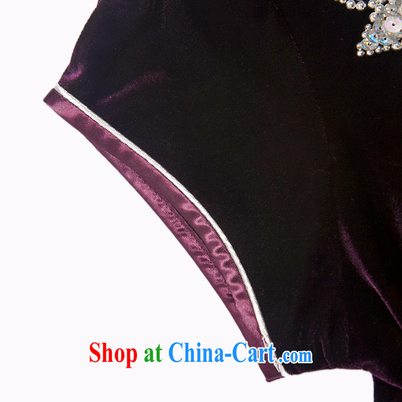 The proverbial hero once and for all as soon as possible would be spent spring new women with long, high quality gold velour cheongsam dress retro improved cheongsam dress purple XL, fatally jealous once and for all, and, on-line shopping