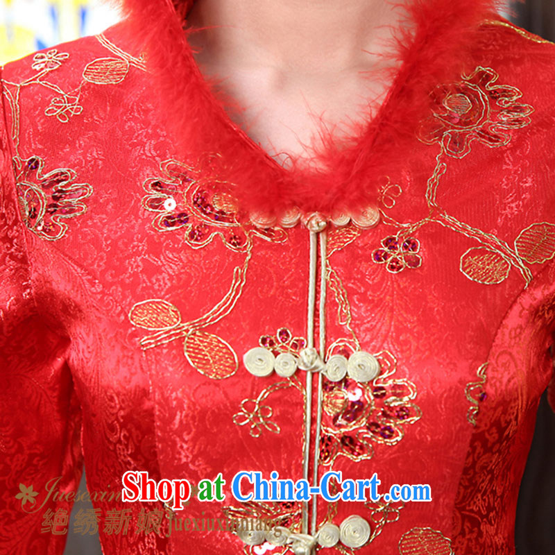 2014 new, unique beauty and long, improved stylish winter clothes retro long cultivating improved stylish winter, qipao FQP 8 red XL Suzhou shipment and it is absolutely not a bride, shopping on the Internet