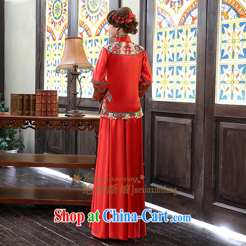 There is embroidery bridal show reel service antique Chinese Dress package bows service 2015 New Red L Suzhou shipment and it is absolutely not a bride, shopping on the Internet