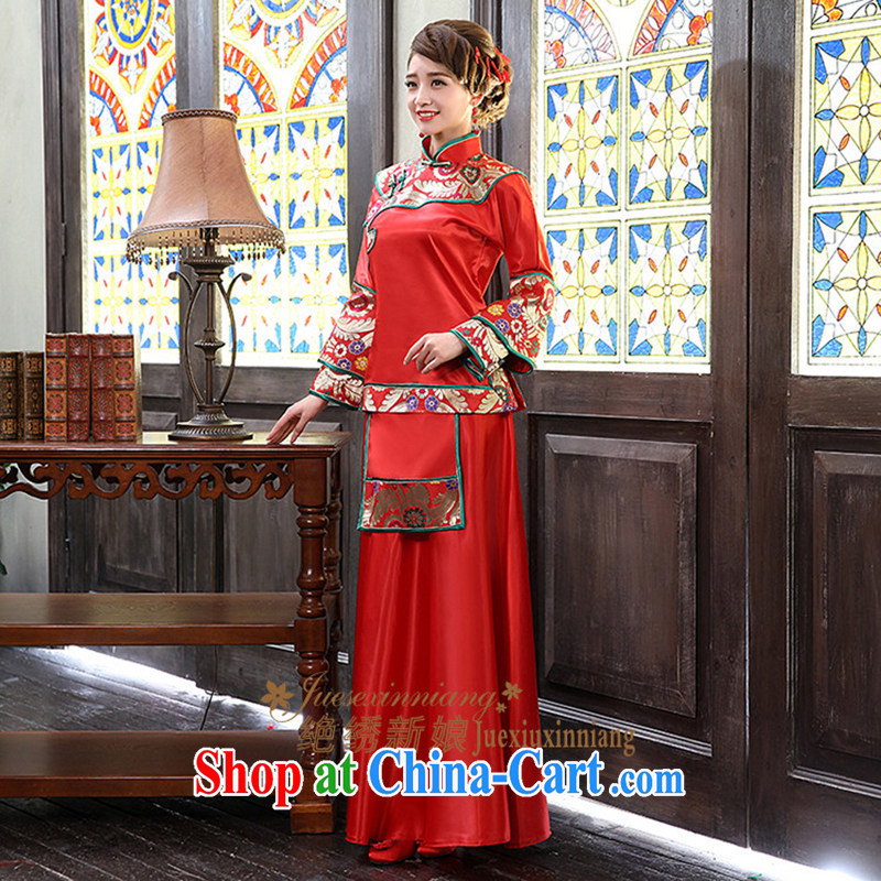 There is embroidery bridal show reel service antique Chinese Dress package bows service 2015 New Red L Suzhou shipment and it is absolutely not a bride, shopping on the Internet