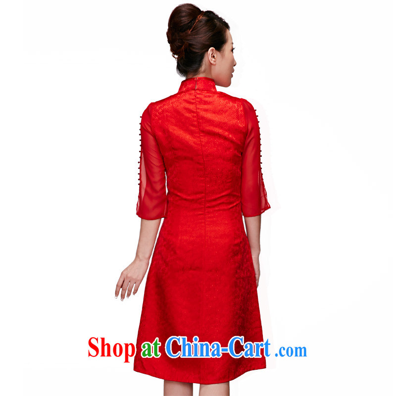 Wood is really the 2015 spring new embroidery bridal cheongsam dress 7 cuff dress female package mail 01,204 05 red M, wood really has, shopping on the Internet