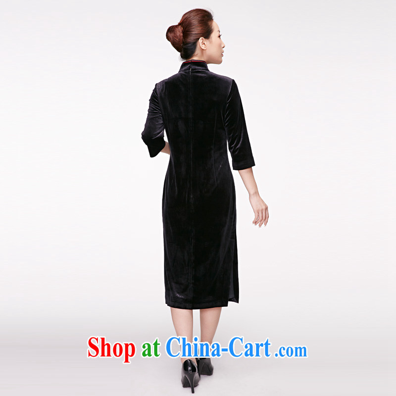 Wood is really the 2015 spring new, long and elegant stitching original dress qipao package mail 22,021 01 black XXXL, wood really has, on-line shopping