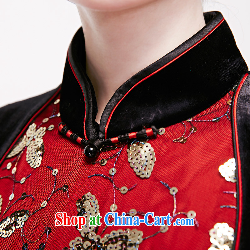 Wood is really the 2015 spring new, long and elegant stitching original dress qipao package mail 22,021 01 black XXXL, wood really has, on-line shopping