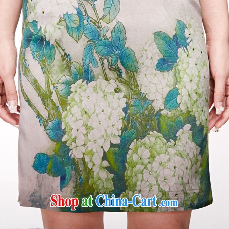 Wood is really the 2015 spring and summer New Silk painting and elegant short dresses and stylish Chinese Dress girl 11,519 15 green XXL, wood really has, on-line shopping