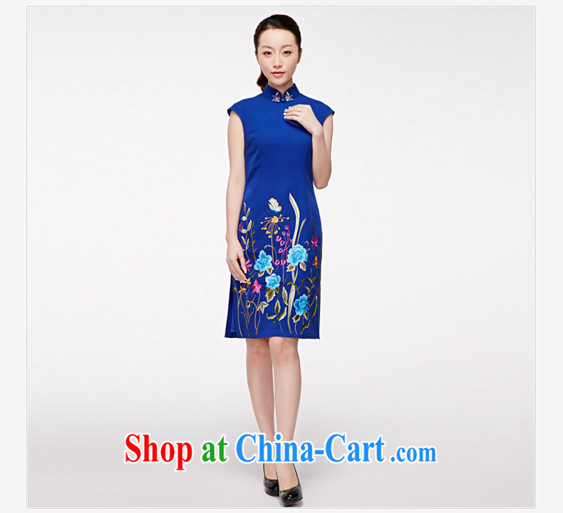 Wood is really the 2015 spring and summer new dresses blue embroidered Chinese improved cheongsam dress style dress 32,346 11 blue XXL (B) pictures, price, brand platters! Elections are good character, the national distribution, so why buy now enjoy more preferential! Health