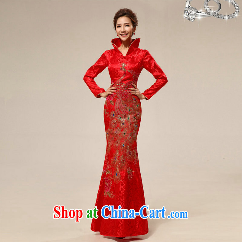 Optimize Philip Wong Yu-hong new retro style lace Long-Sleeve bridal wedding dresses XS 7126 red M, optimization, and, shopping on the Internet