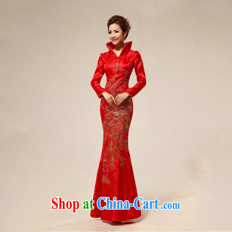 Optimize Philip Wong Yu-hong new retro style lace Long-Sleeve bridal wedding dresses XS 7126 red M, optimization, and, shopping on the Internet