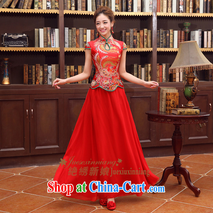 No bride embroidered dragon robe red improved retro bridal dresses wedding dresses serving toast wedding short-sleeved bridal load custom red XXL Suzhou shipping pictures, price, brand platters! Elections are good character, the national distribution, so why buy now enjoy more preferential! Health