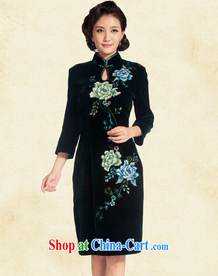 Princess dresses spring 2014, genuine really sauna Silk Velvet embroidered dresses painted larger than female Year-end celebrations green 7 XL pictures, price, brand platters! Elections are good character, the national distribution, so why buy now enjoy more preferential! Health