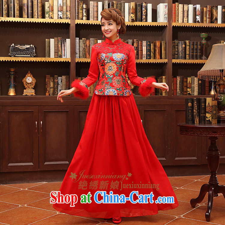 There is embroidery bridal long autumn warm thick and cotton, festive red cheongsam bridal toast serving QP - 330 red S Suzhou shipping pictures, price, brand platters! Elections are good character, the national distribution, so why buy now enjoy more preferential! Health