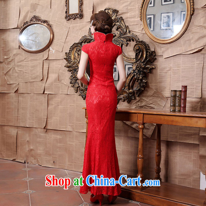 There is embroidery bridal 2015 new lace cheongsam stylish wedding red toast wedding clothes, long cheongsam red set is not final, is by no means a bride, shopping on the Internet
